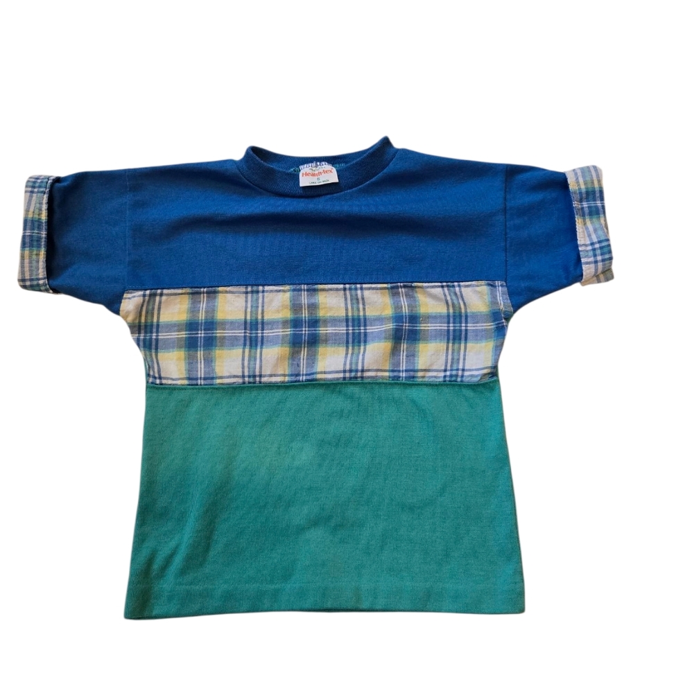 Vintage 1990s Healthtex Blue and Green Plaid Shirt